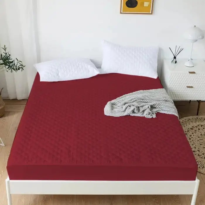 Quilted Waterproof Mattress Cover - Maroon