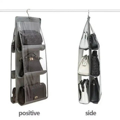 Six Pockets Hand Bags Organizer / Dust-Proof Space Saving Purse Holder With Hanging Hook