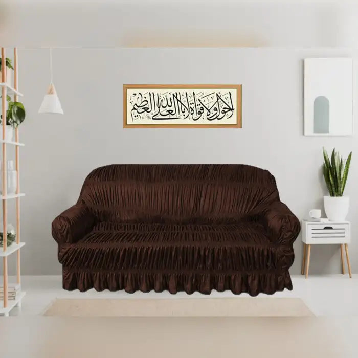 Twill Jersey Sofa Covers - Elastic (Brown)