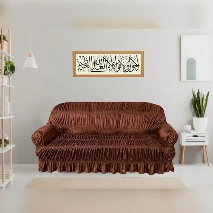 Twill Jersey Sofa Covers - Elastic (Copper Brown)