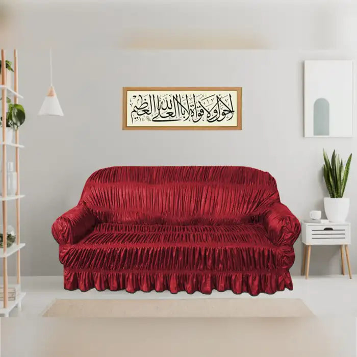 Twill Jersey Sofa Covers - Elastic (Maroon)