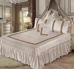 Emboss Velvet Bedsheet Set -  White